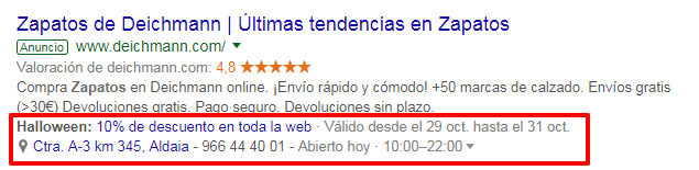 extensiones de anuncios google ads